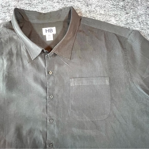 HB Other - HB Button Down Shirt Mens 5XL Charcoal Gray Short Sleeve Big & Tall‎ Lightweight